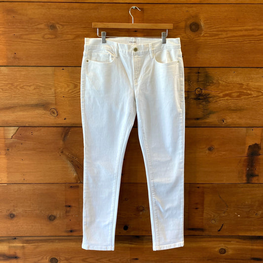 Frame White Stretch Denim Le Garcon Straight Leg Jeans - Size 28 - 4427SC