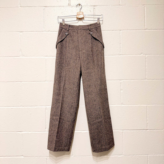 Petite Studio NYC X SuggyL Brown Herringbone Reign Wool Pants - Size XS - 0312IG