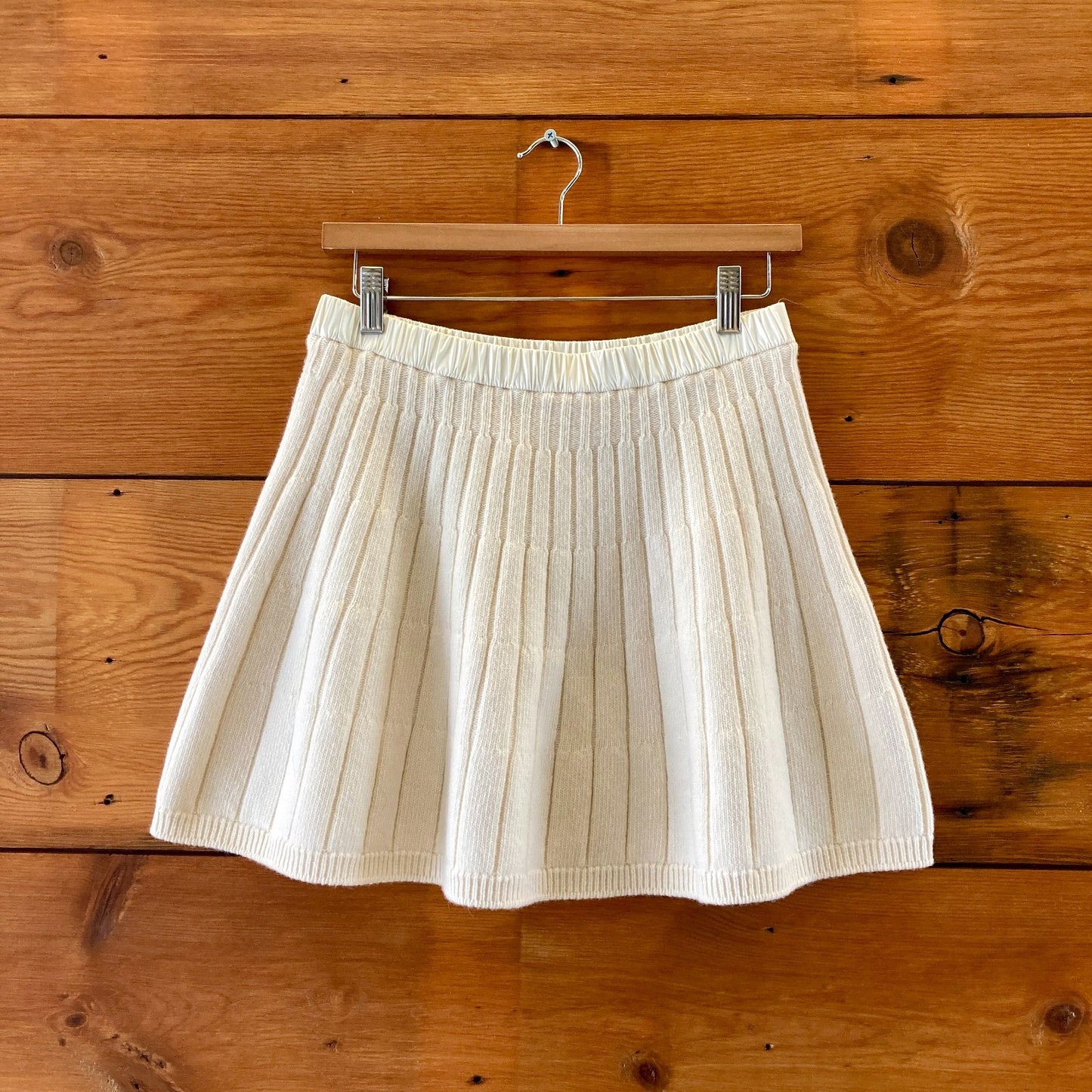 Moncler Cream Virgin Wool Knit A-Line Mini Skirt - 14 Girls / XS WMNS - 0521AB