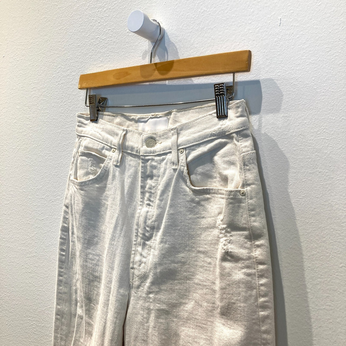 Mother Superior Unnatural Acts Ivory Tunnel Vision Sneak Jeans - Sz 26 - 1201CC