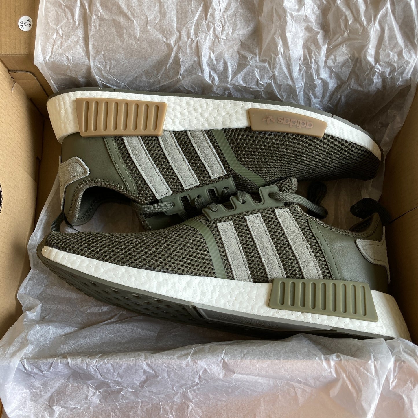 Adidas Mens Olive Striped NMD_R1 Shoes - Size 11 - NEW w/ Box - 1206HP