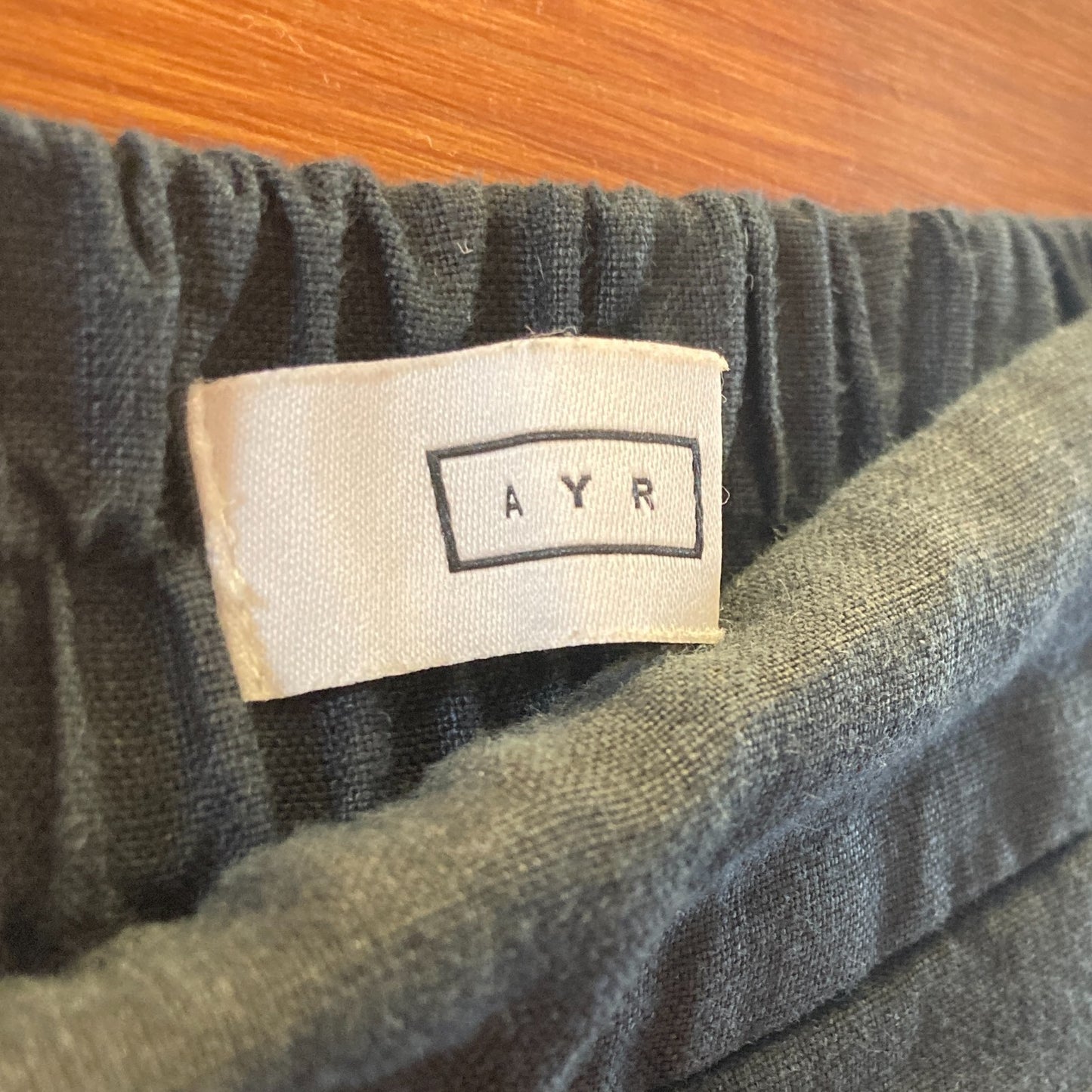 AYR Navy Blue Elastic Waist 100% Linen Wide Leg Pants - Size M - 4427SC