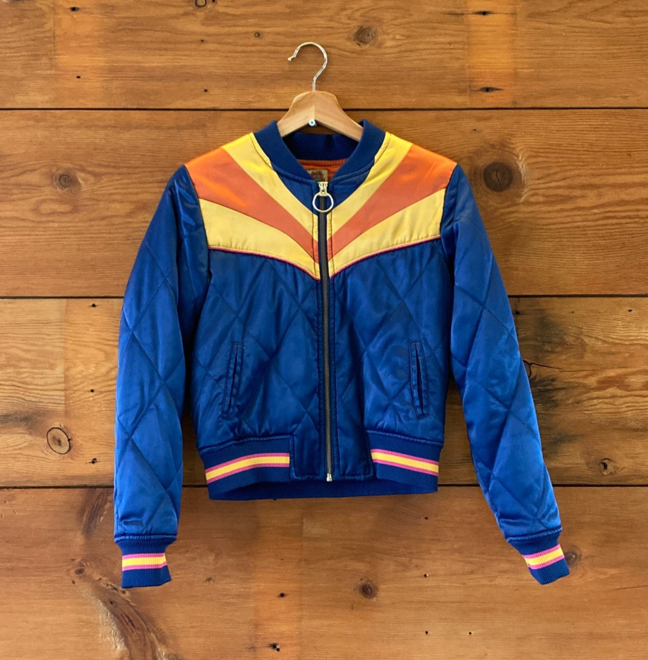 S - Classic Rock Couture Navy Blue Rising Sun Original Bomber Jacket 0305JB