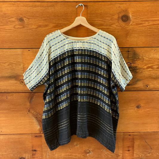 Ace & Jig Black Gold & Silver Short Sleeve Boxy Shirt Top - Size S - 0830KJ