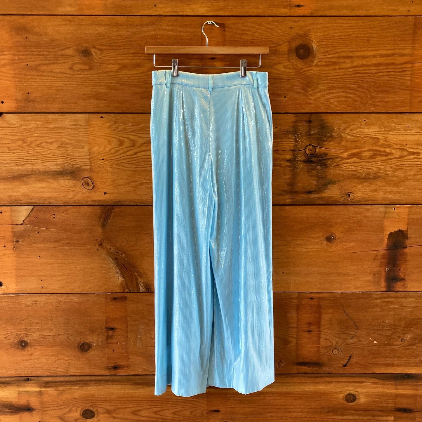 Maeve Anthropologie Blue Sequin Wide Leg Avery Pants - Size 2 - 0520KP