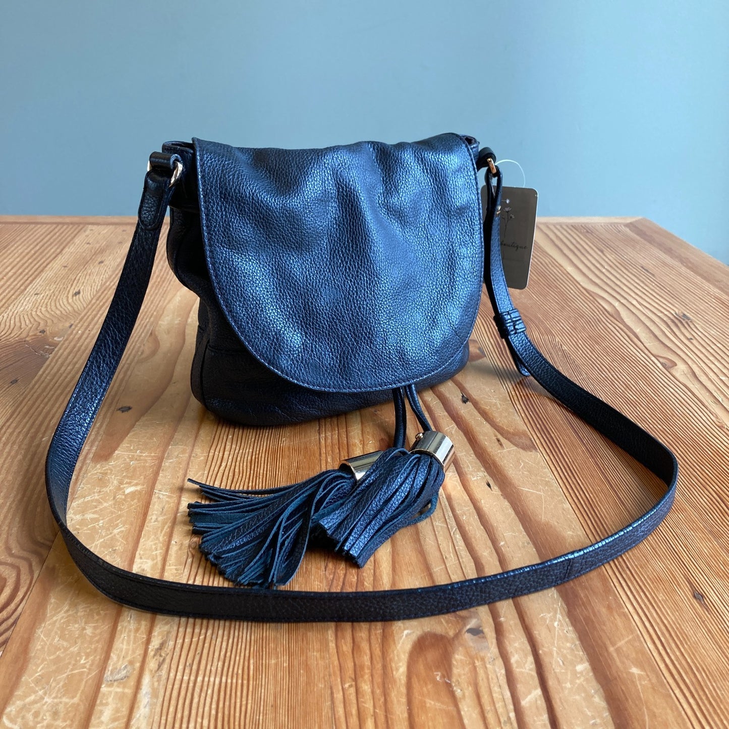 See by Chloe Black Tassel Trimmed Leather Crossbody Bag Purse - 0521AB