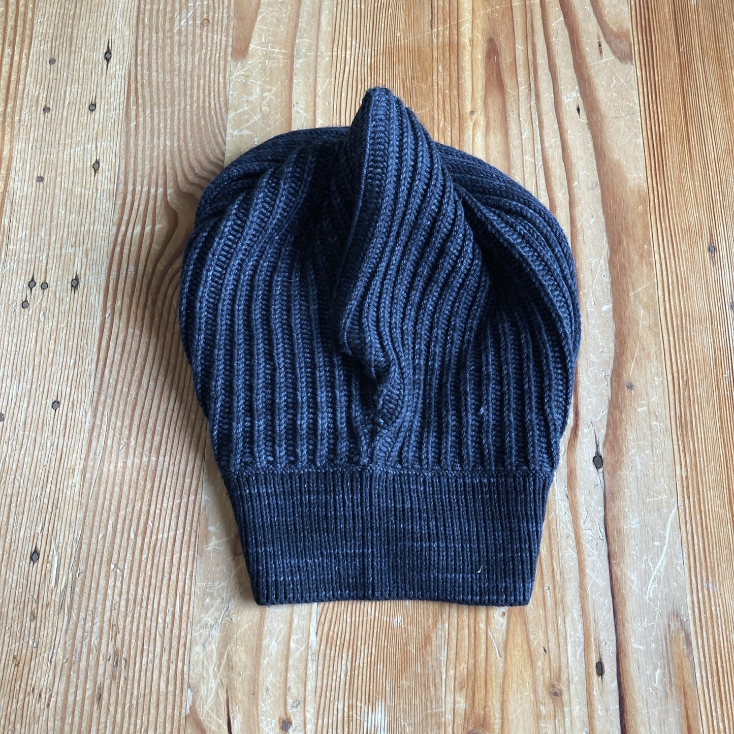 O/S - Misha & Puff Dark Blue 100% Merino Wool Fisherman Hood 0312IG