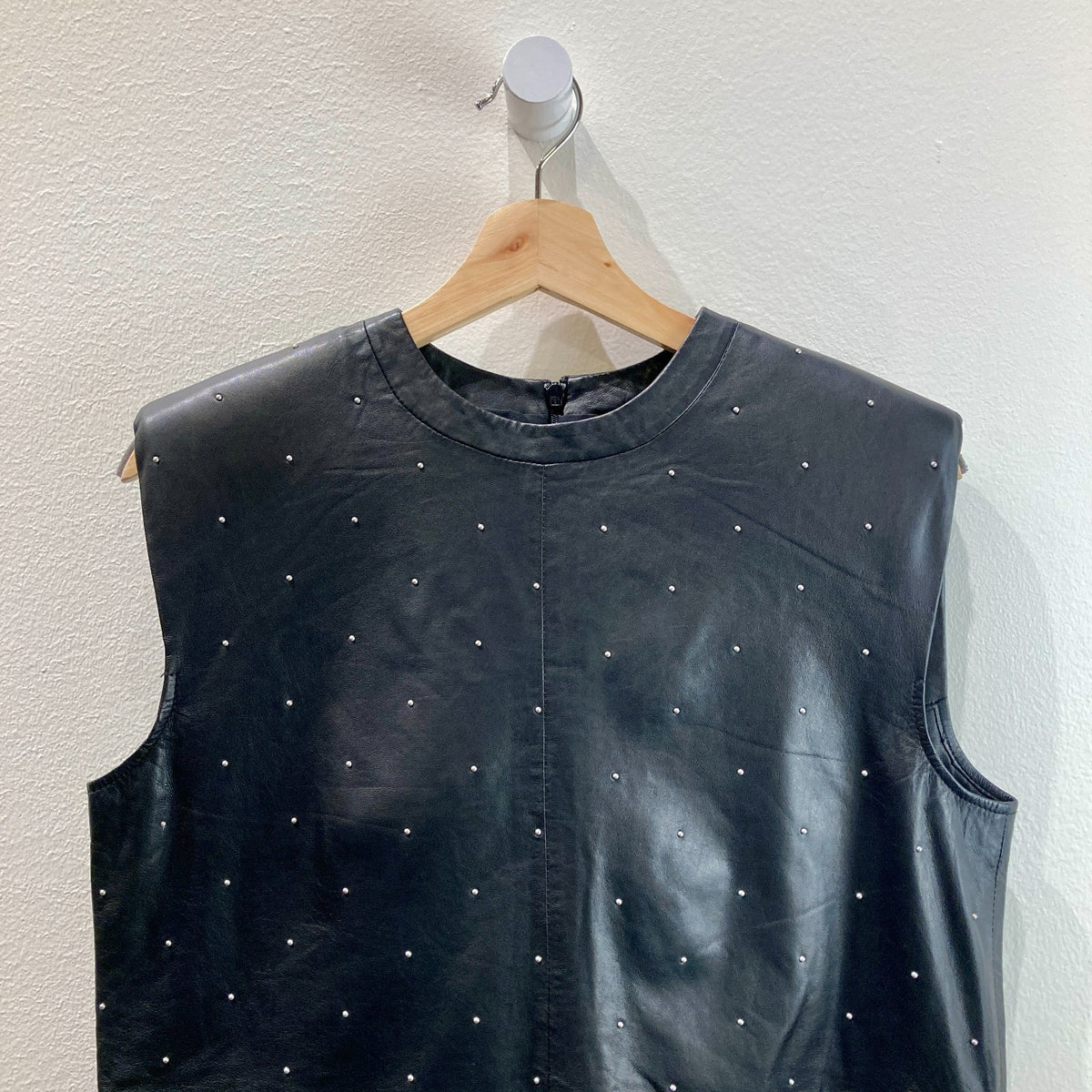 AllSaints NEW Black Studded Leather Mika Pinstud Dress - Size 0 / XS - 1029SB