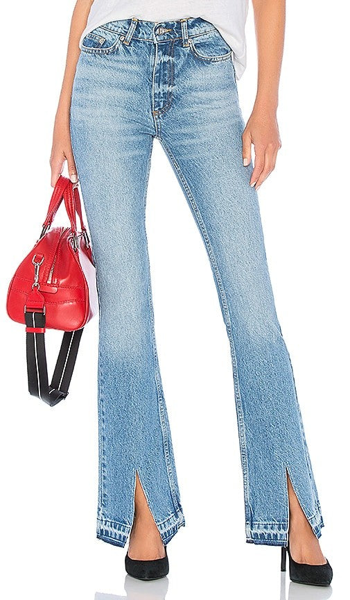 Anine Bing $229 Medium Wash Front Slit Roxanne Jeans - Size 30 - NEW - 1103ES