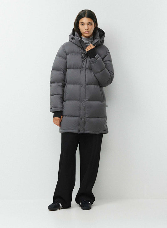 TNA Aritzia $325 Elegant Charcoal Super Puff Mid Down Coat - Size XXXS - 0915LS