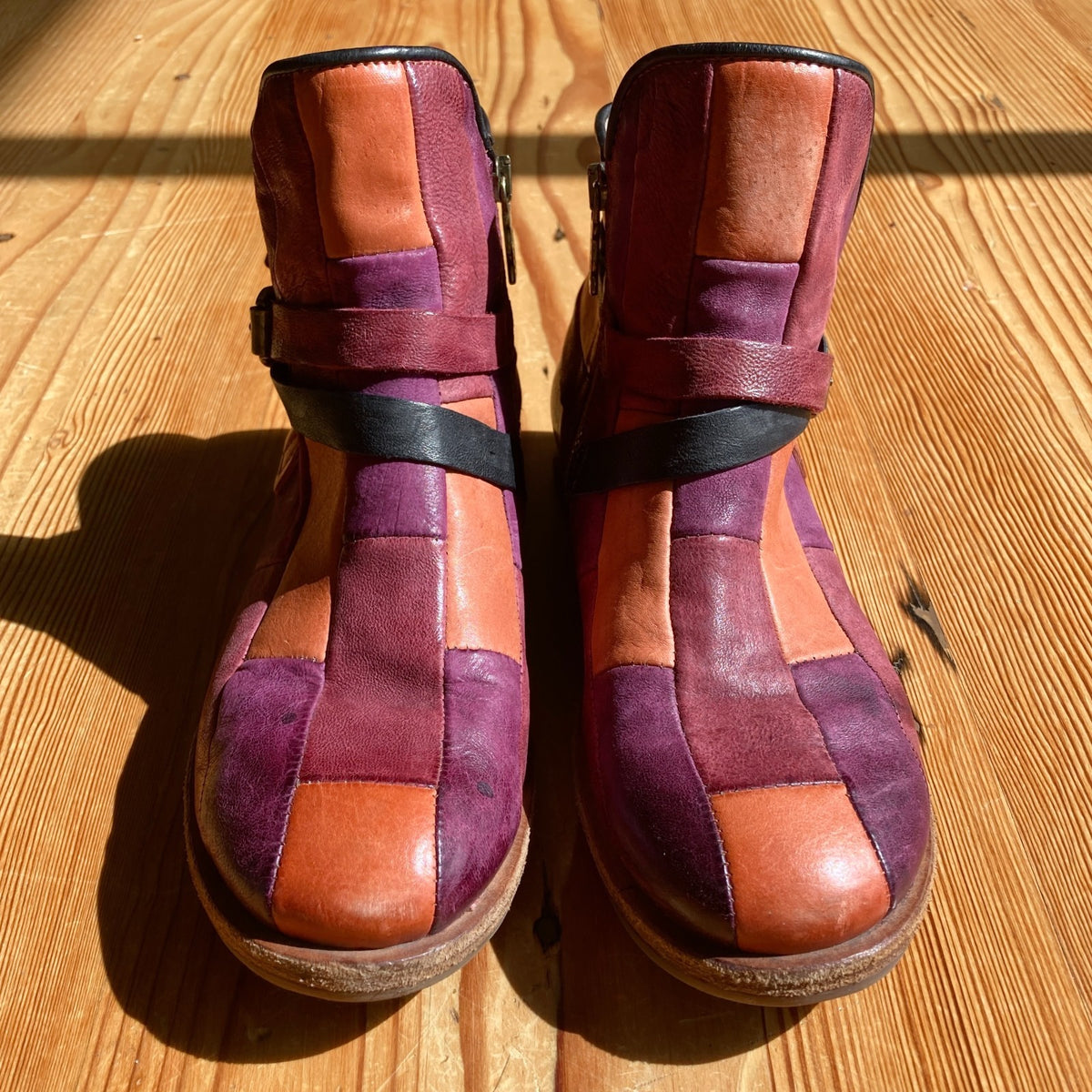 A.S.98 Colorful Patchwork Italian Leather Ankle Boots - Size 37 - 0320JS