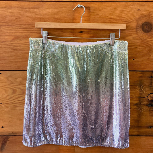 Love Shack Fancy Green Purple Ombre NEW Sequin Arturo Skirt - Size 10 - 0521AB