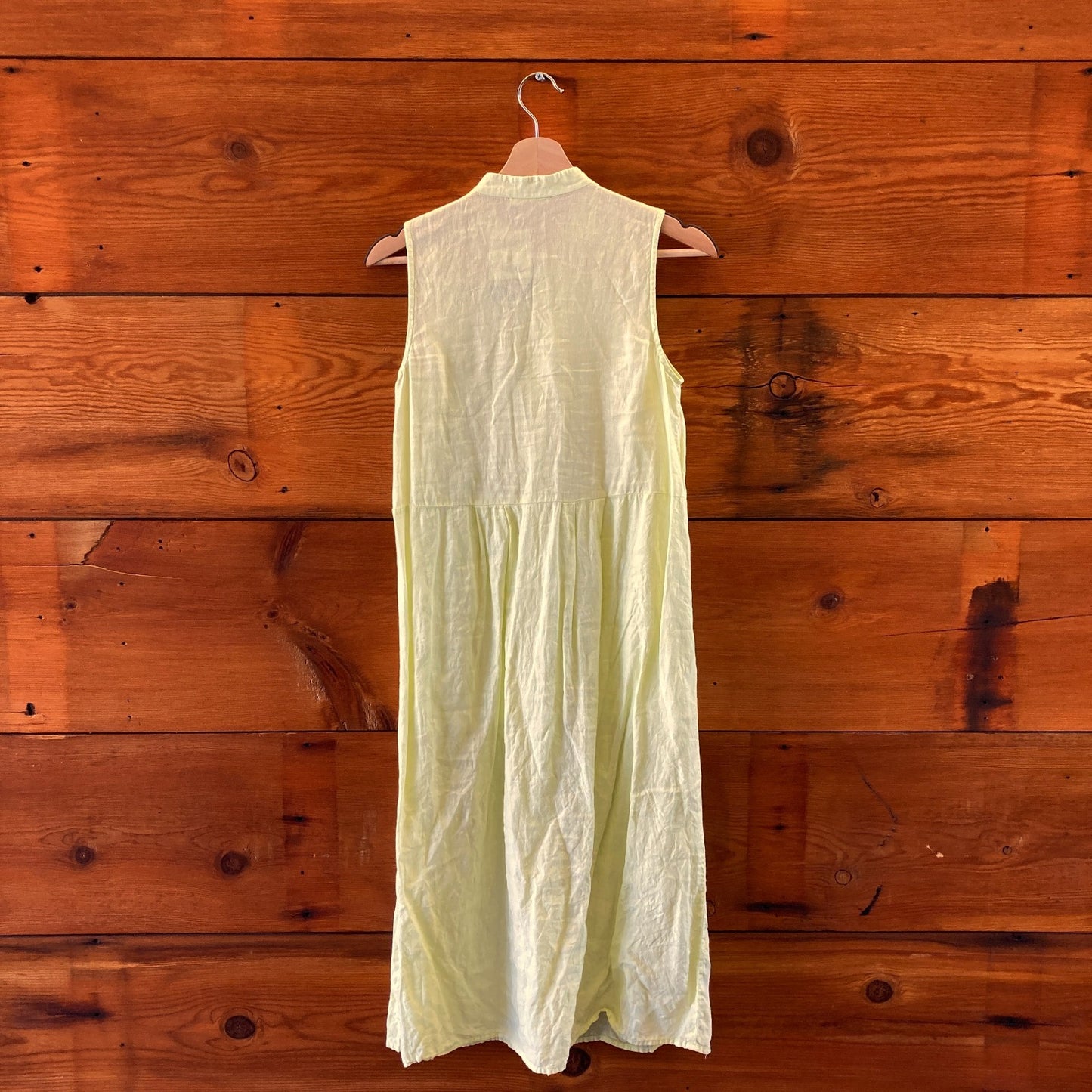 Eileen Fisher Light Yellow Linen Button Up Sleeveless Dress - Size XXS - 0320HJ