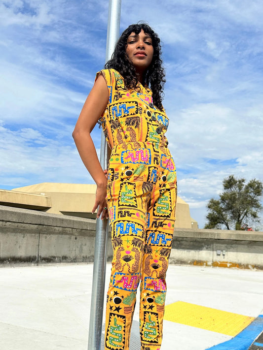 Nooworks Yellow Desert Disaster Sleeveless Knit Magic Jumpsuit - Sz 2X - 0430RM