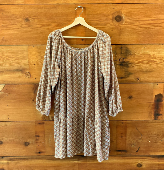 Ace & Jig Brown Plaid Patterned Long Sleeve Oversized Dress - Size M - 0806JH