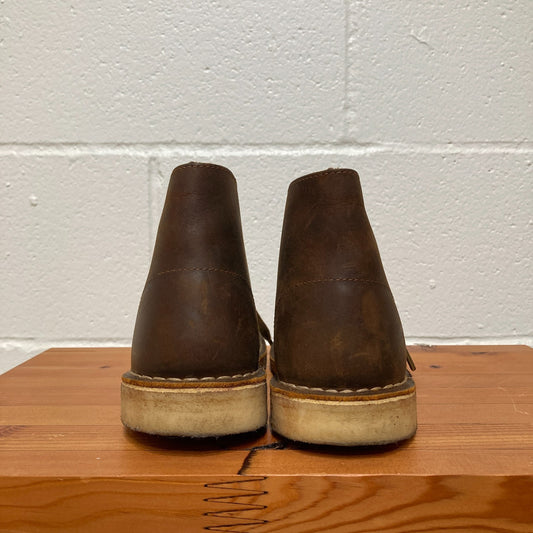 Clarks Brown Beeswax Leather Desert Boots - Mens 9 / Womens 10.5-11 - 0612SM