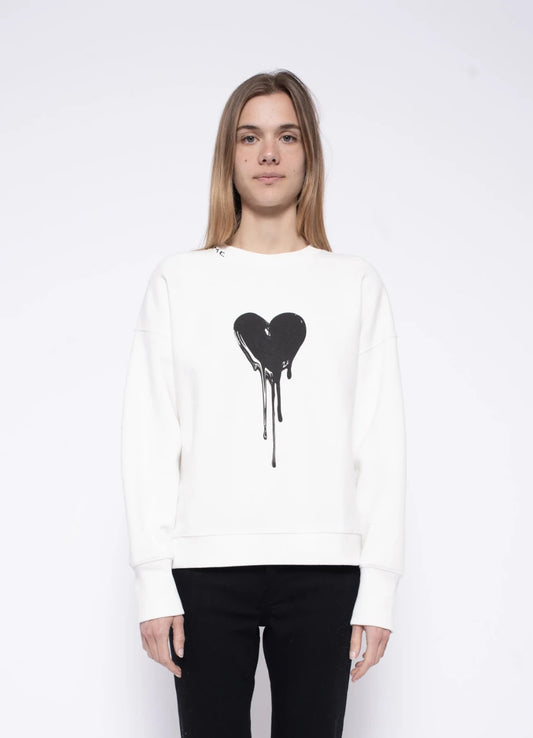 Zadig & Voltaire $228 White Oscar Flowing Heart Sweatshirt - Sz L - NEW - 0417DL