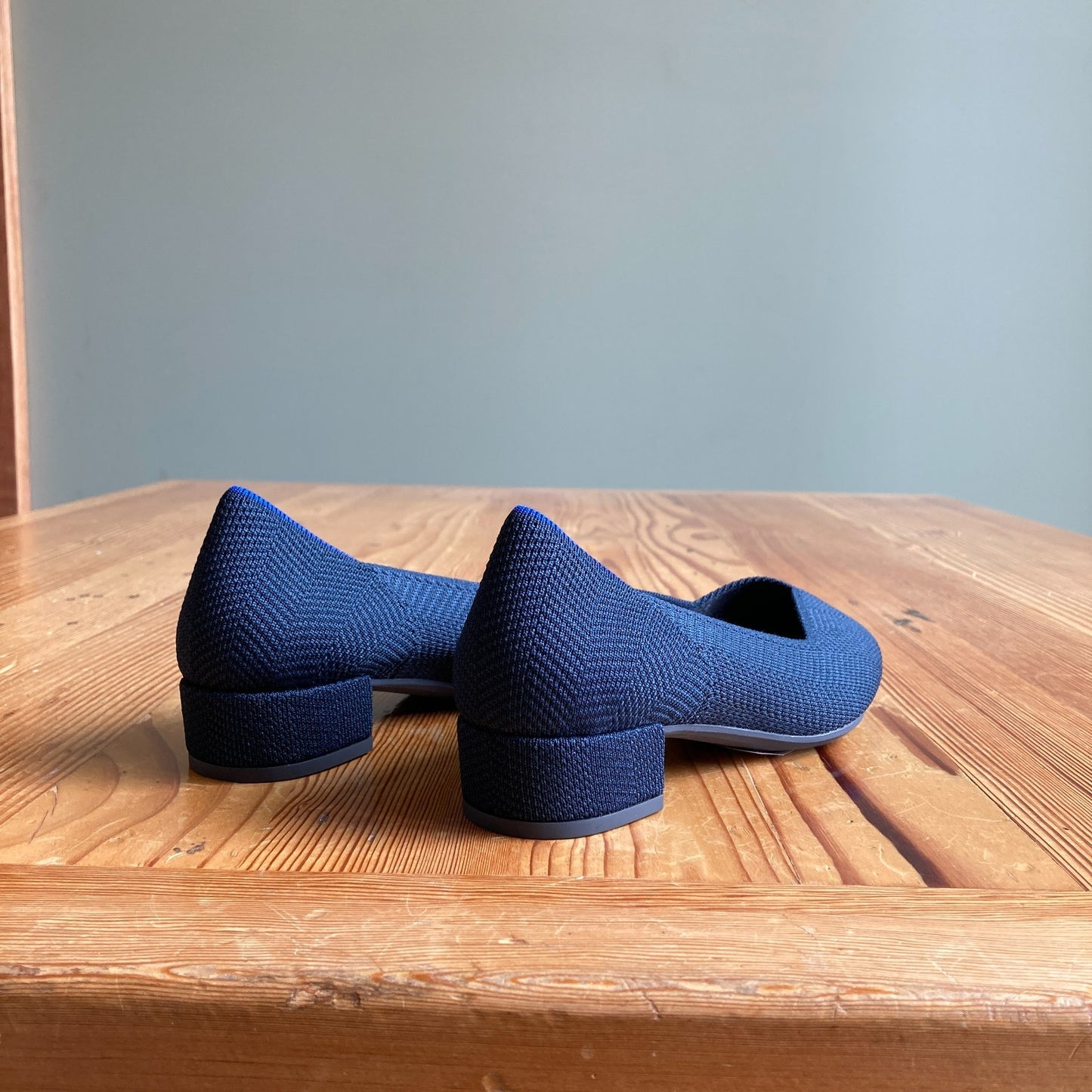 Rothy's Blue Knit The High Point Pointed Toe Heels Shoes - Sz 7 - NEW - 0201EB