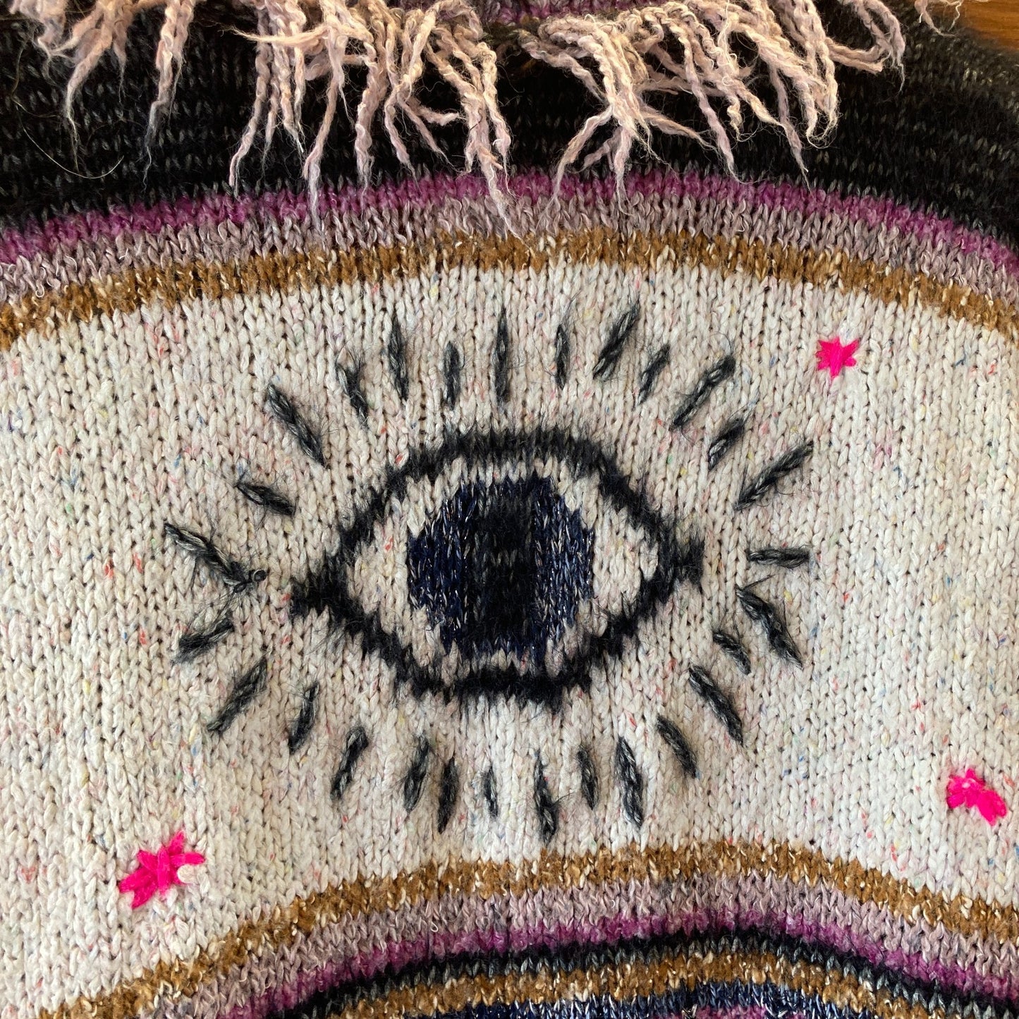Pilcro Anthropologie Fringed Evil Eye Cardigan Sweater - Size M / L - 0413AP