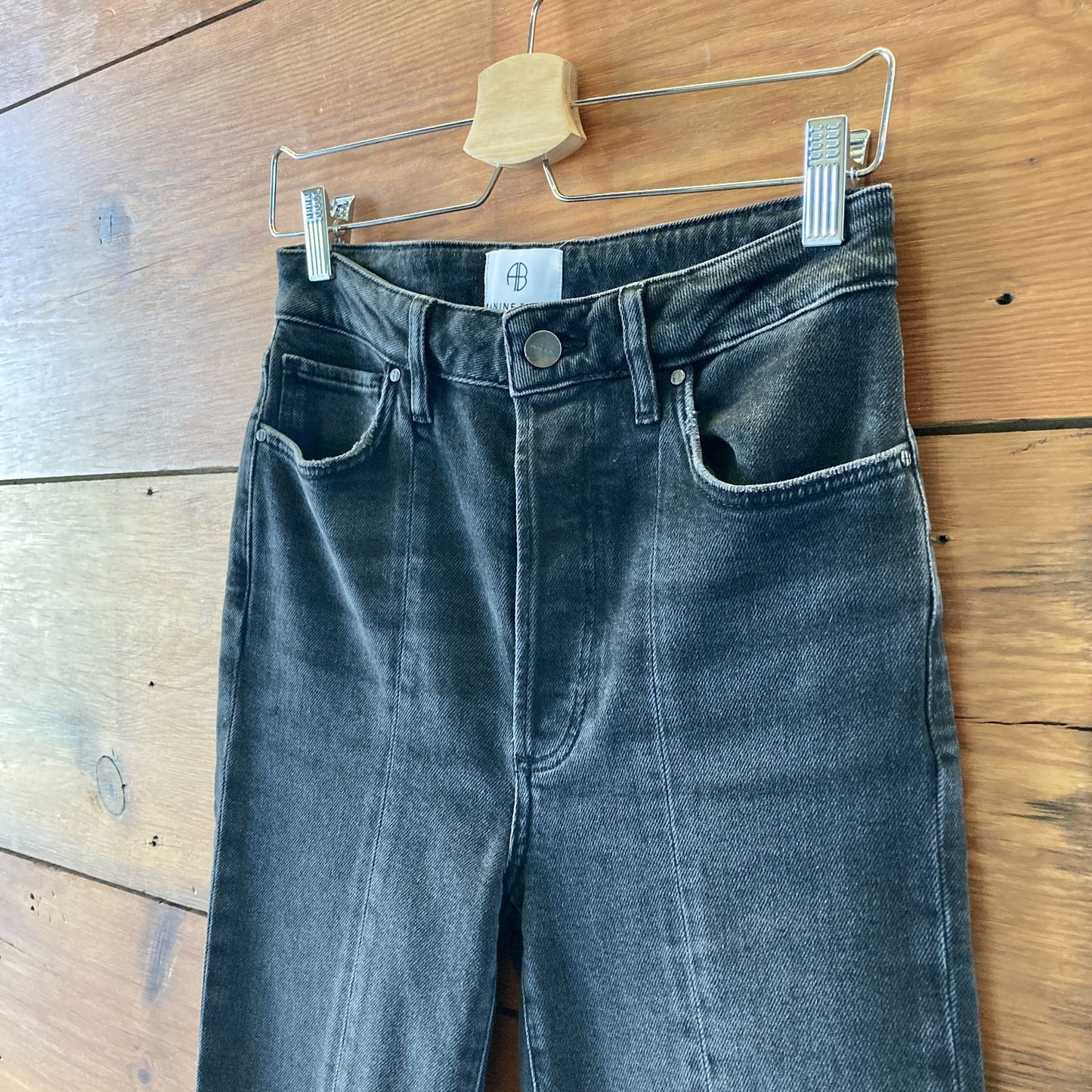 Anine Bing Faded Black Denim High Rise Skinny Leg Jeans - Size 28 - 1122KP