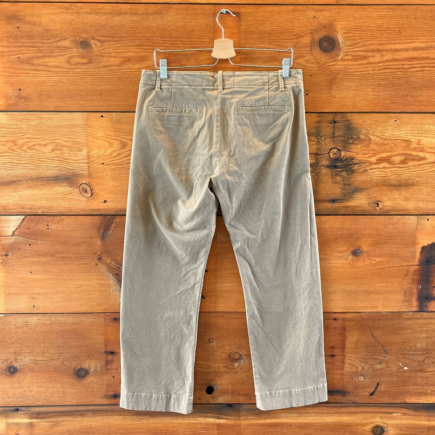 Nili Lotan Brown Khaki Cotton Button Fly Chinos Tomboy Pants - Size 6 - 4427SC