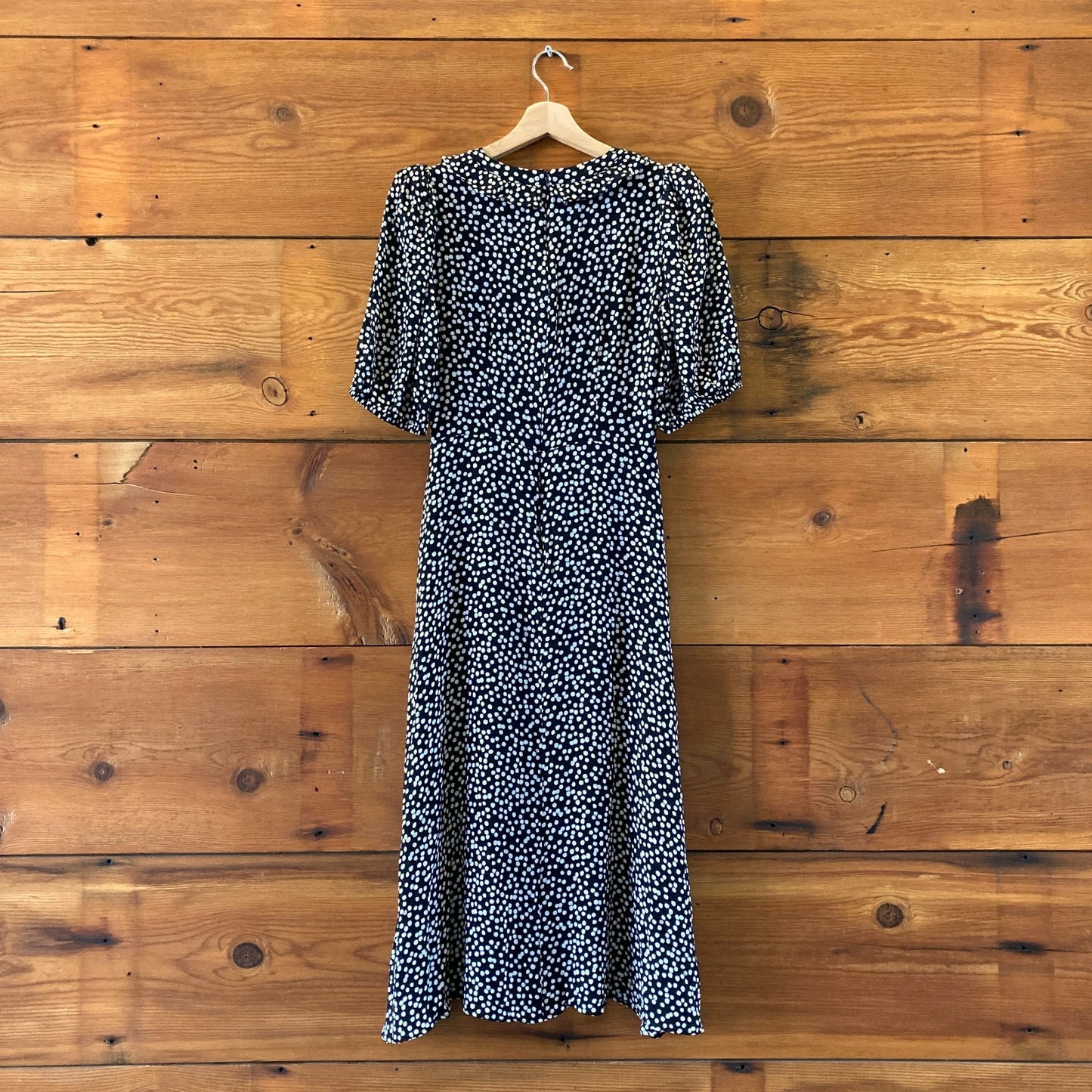Reformation Black & White Dotted Pattern Short Sleeve Midi Dress - Sz 8 - 0102BW
