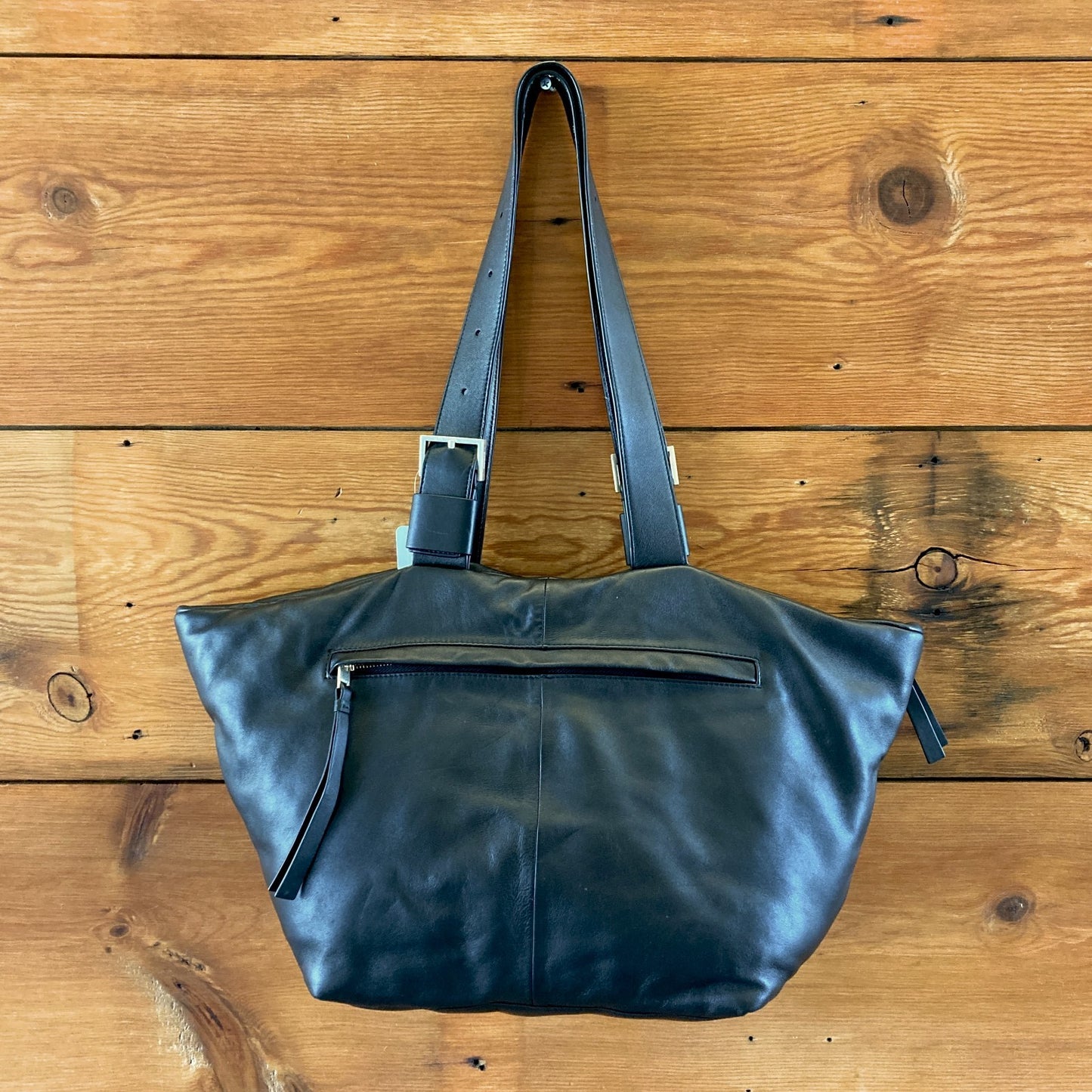 AllSaints Black Leather Spacious Lined Aika Puffer Tote Bag Purse - 0708LG