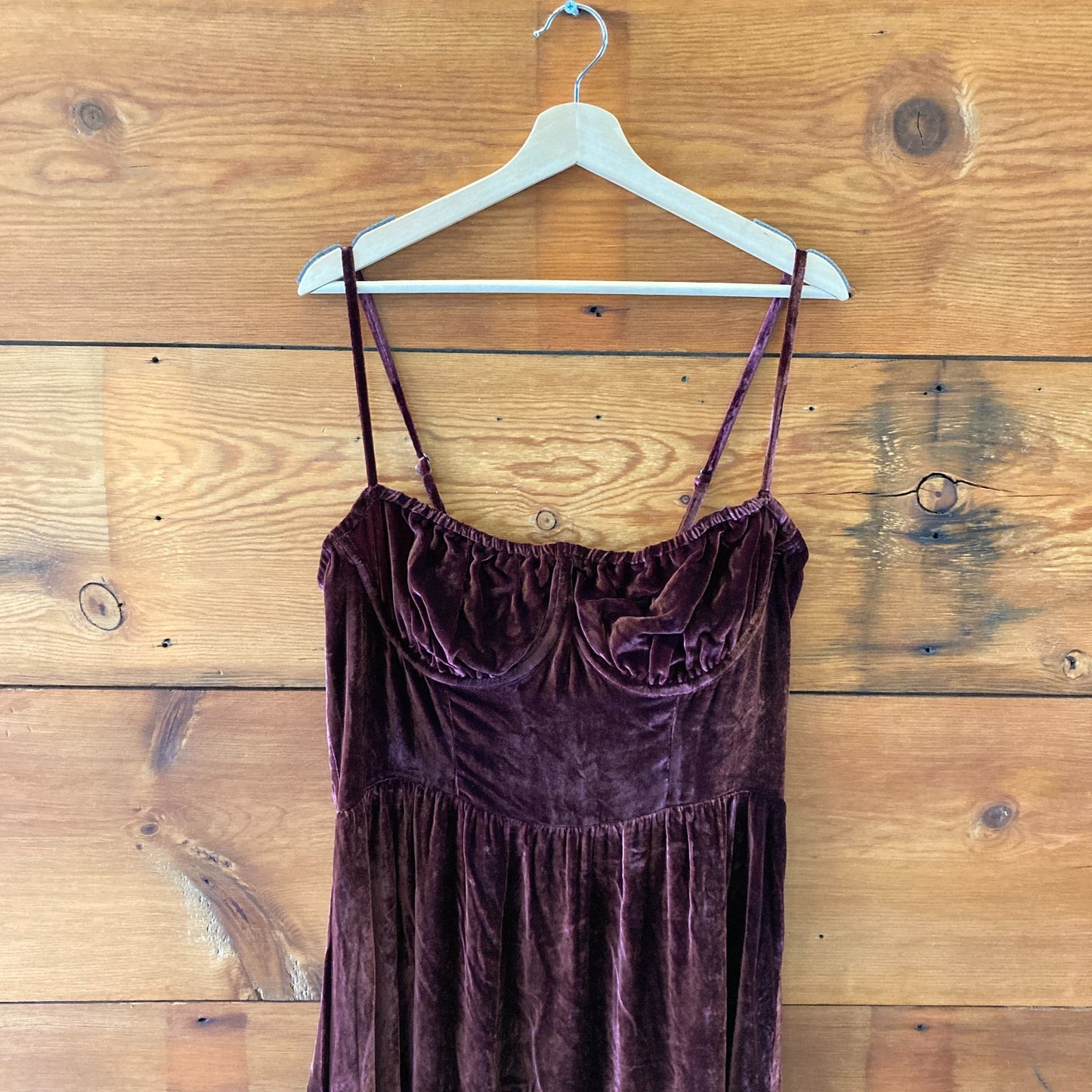 12 - Reformation Prune NEW Underwire Smocked Inessa Velvet Dress 0306CH
