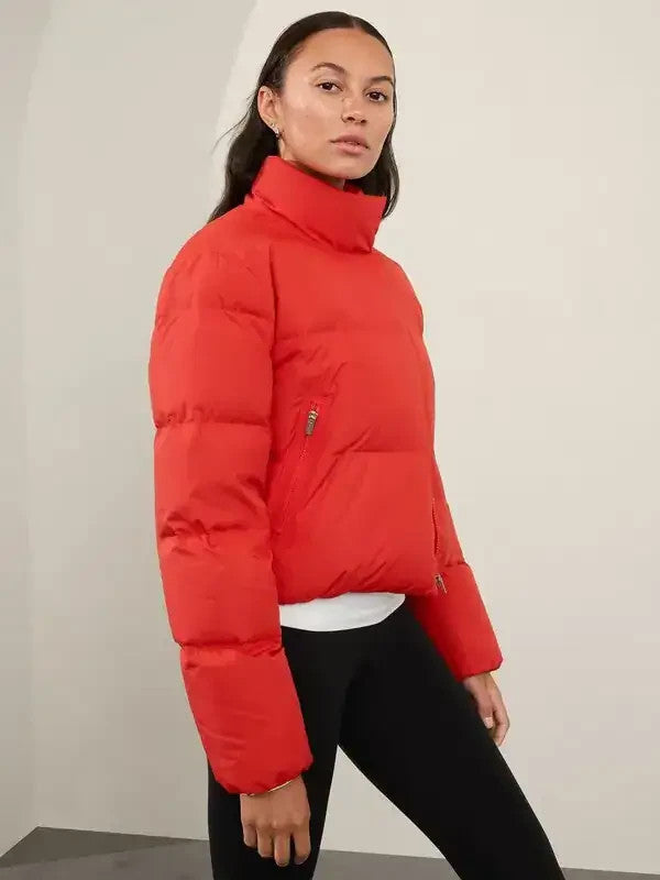 Athleta Cardinal Red Down Fill Summit Cropped Puffer Coat - Size XL - 0322MA