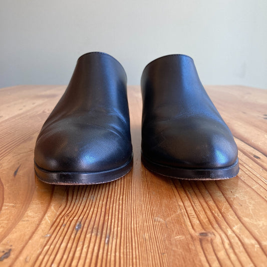Thursday Boot Co. Black Breeze Leather 2" Heel Mules Shoes - Size 8.5 - 1011SC