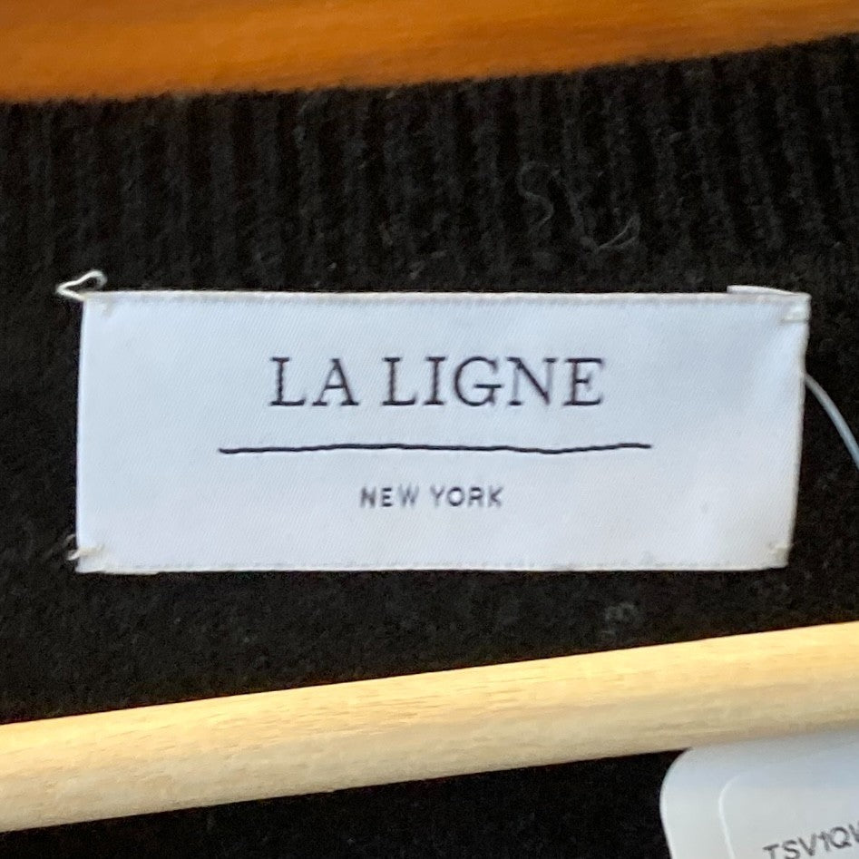 La Ligne Black & White Striped 100% Cashmere Crew Neck Sweater - Size M - 0131AG