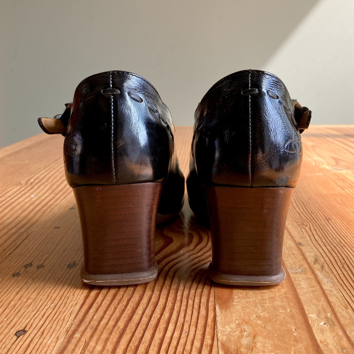 John Fluevog Vintage Black Minstrel Mary Jane Heels - Size US 9 / UK 6 - 1223NM