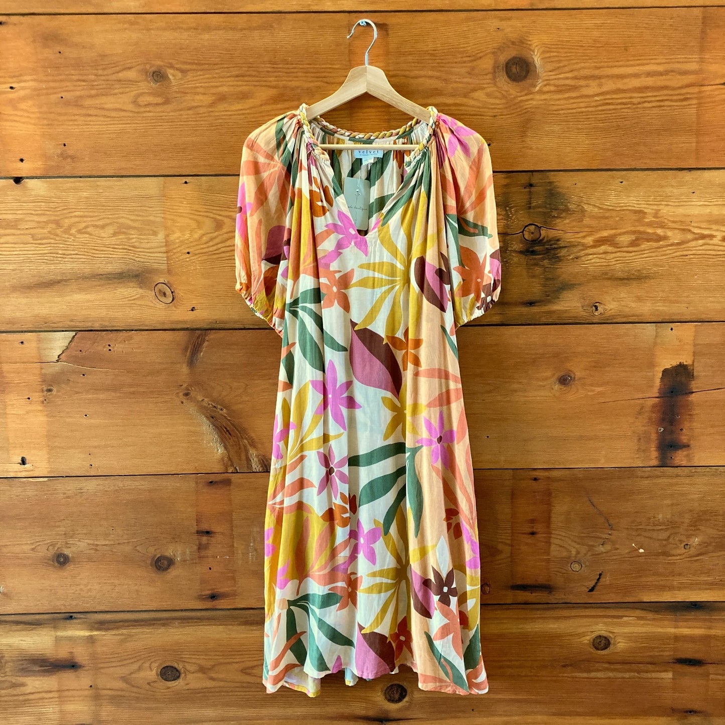 Velvet Graham & Spencer Floral Tie Waist Midi Dress - Size S - 0104AB