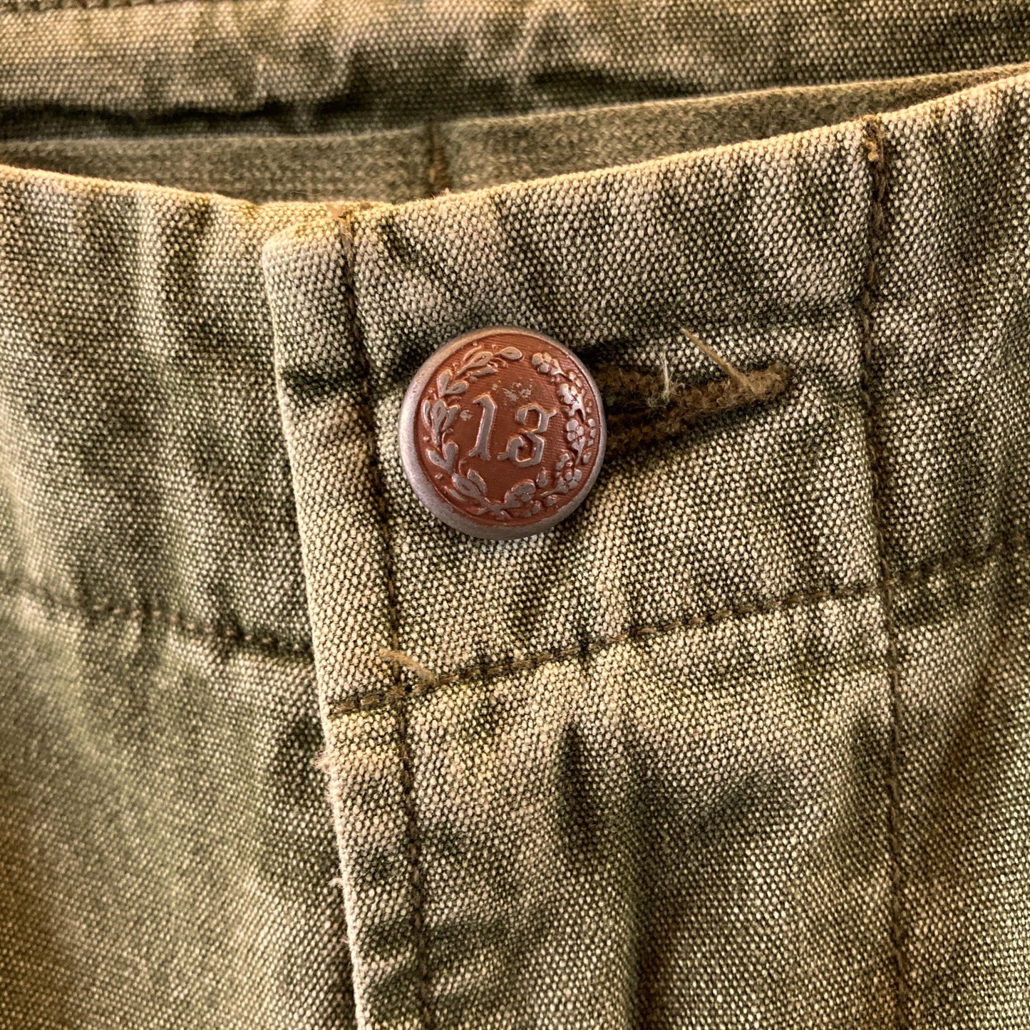 R13 Olive Green Wide Leg Cotton Cargo Pants - Size 28 - 0204MP