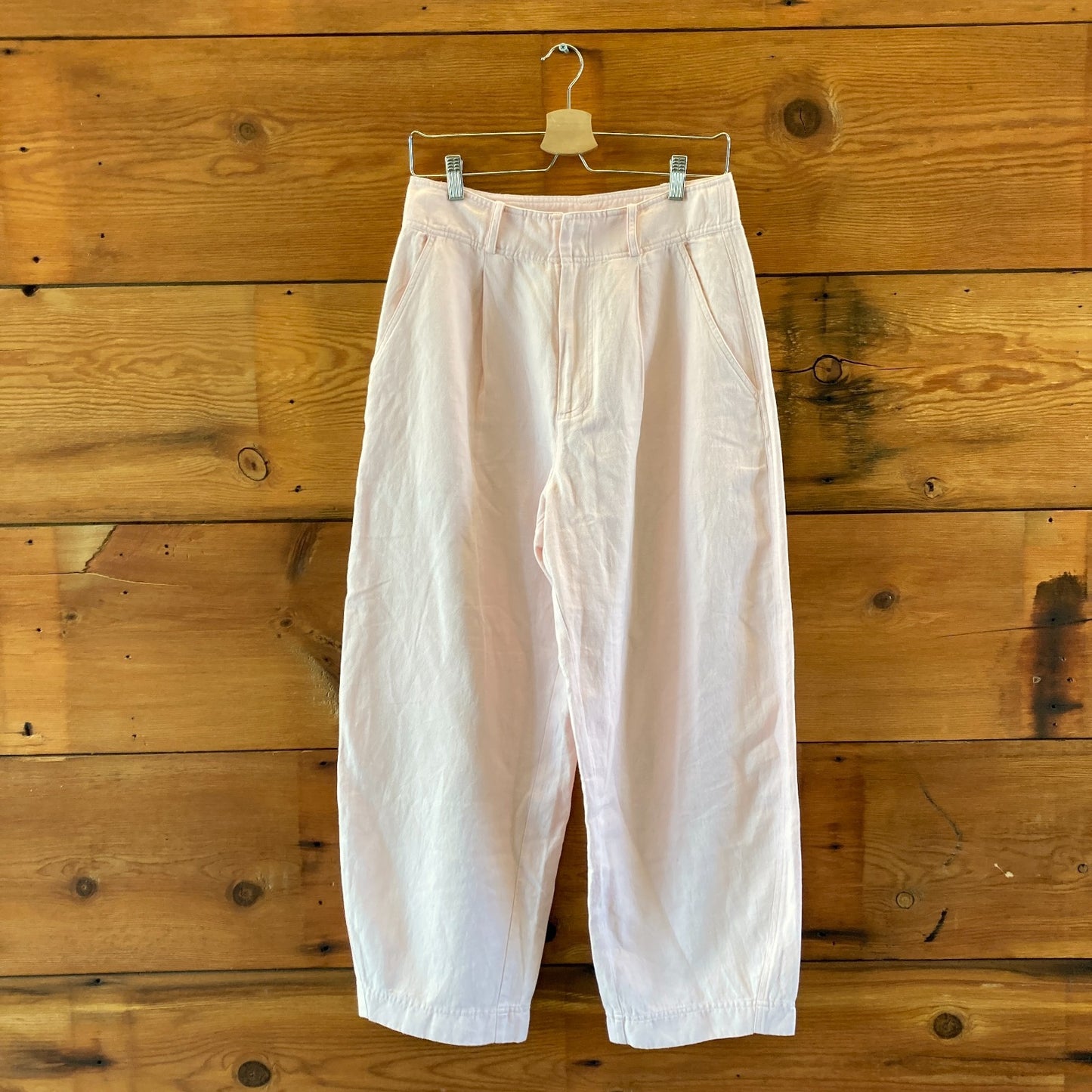 Apiece Apart $325 Rosa Pink Linen Organic Cotton Bari Pants - Size 8 - 1011SC