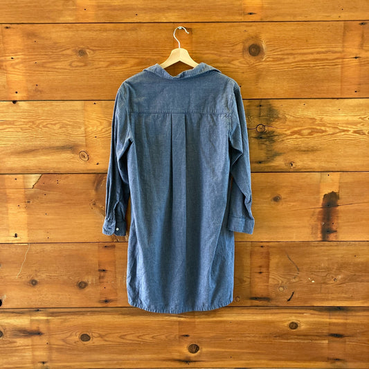 Frank & Eileen Blue Cotton Button Front Hunter Shirt Dress - Size S - 0929LL