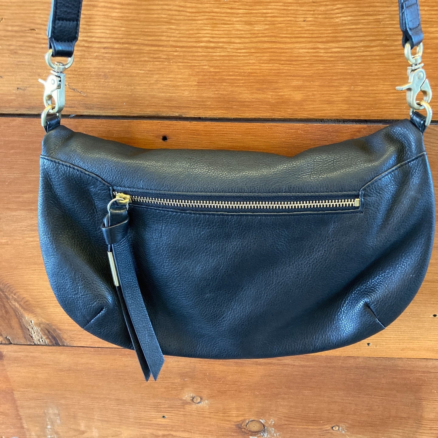 Foley & Corrina Black Soft Leather Fold Over Mid City Purse Bag - 1122KP
