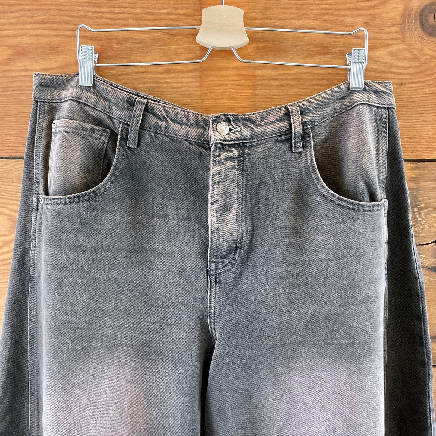 We The Free Black Brown Wash Lucky You Mid Rise Barrel Jeans - Size 33 - 0425SV