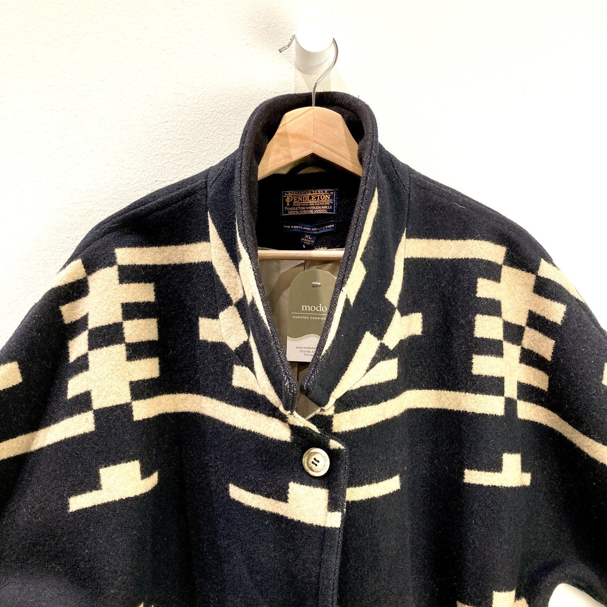 Pendleton Portland Collection Black & Tan Patterned Wool Coat - Size XL - 0316ND