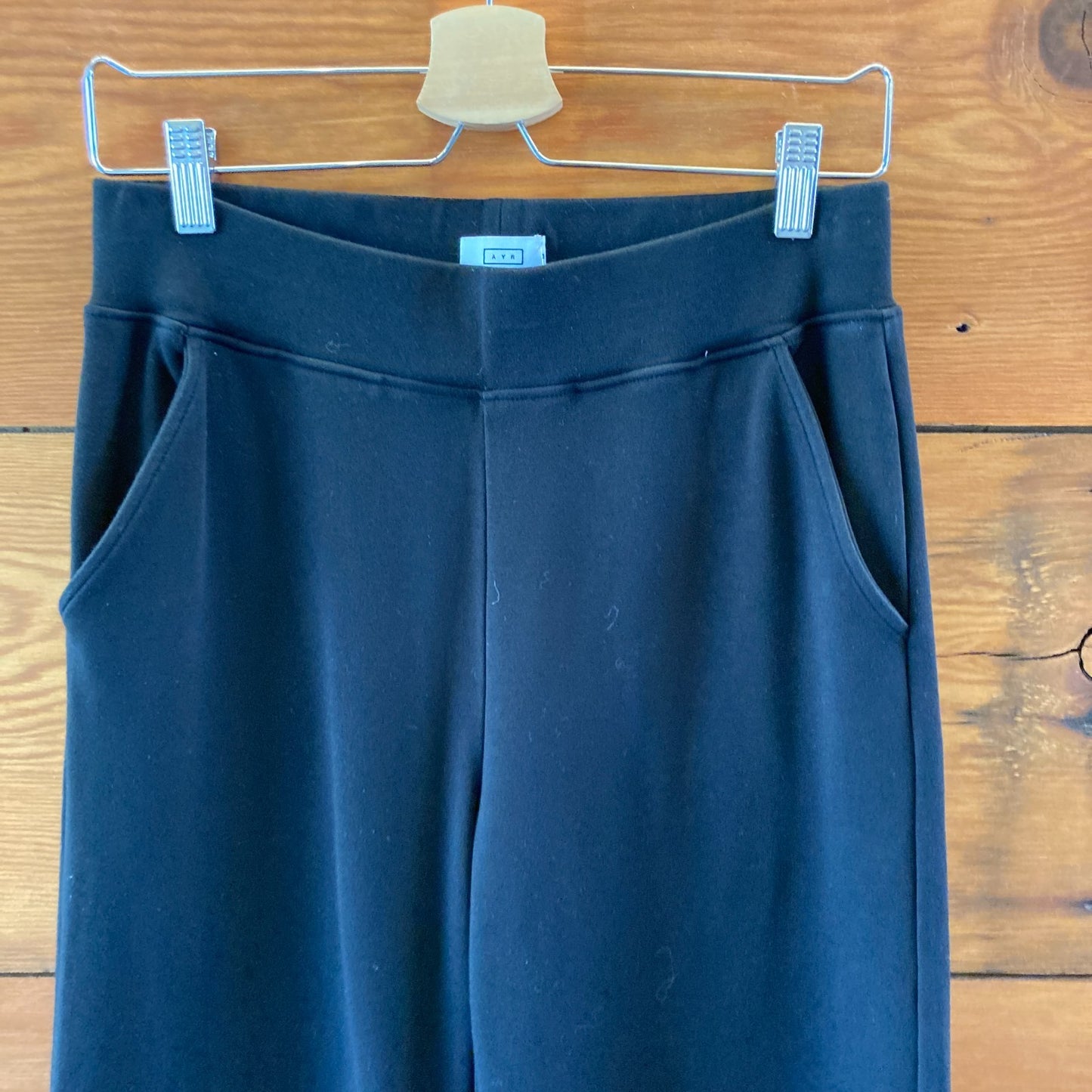 AYR Black Wide Leg Pull-On Pima Cotton Modal Womens Pants - 4427SC