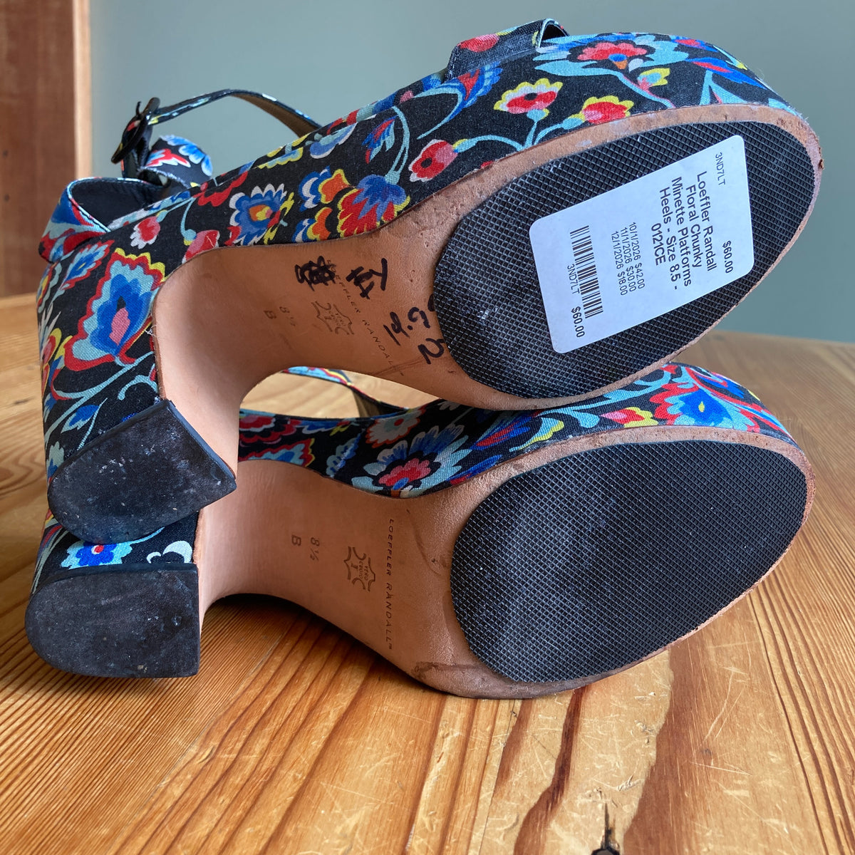 Loeffler Randall Floral Chunky Minette Platforms Heels - Size 8.5 - 0121CE