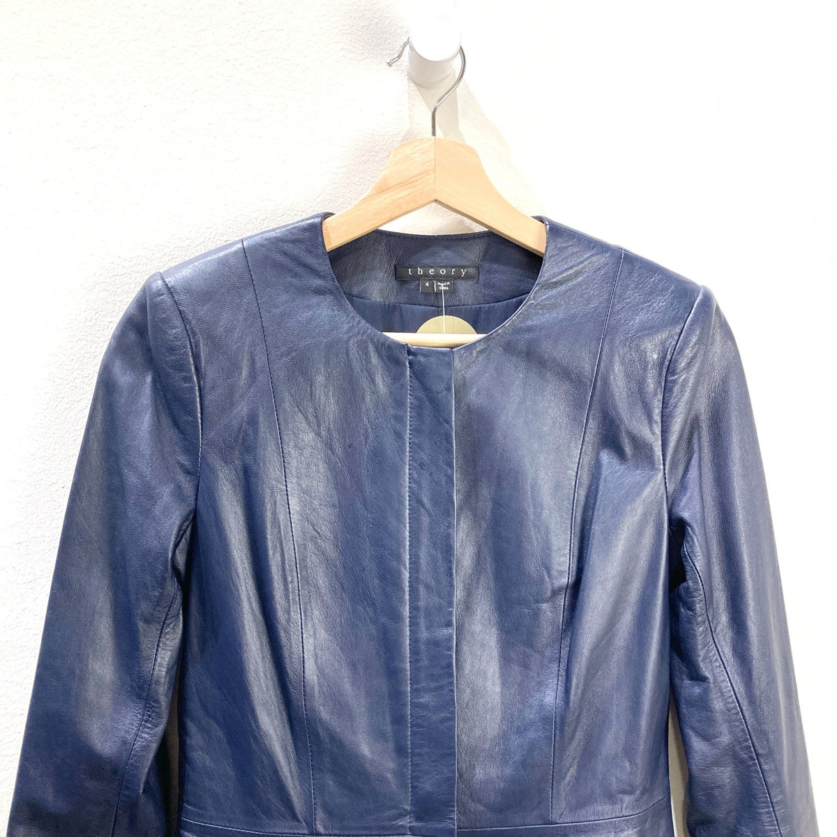 Theory $815 Navy Blue Lamb Leather Zip Up Alimo Jacket - Size 4 - 1015NE