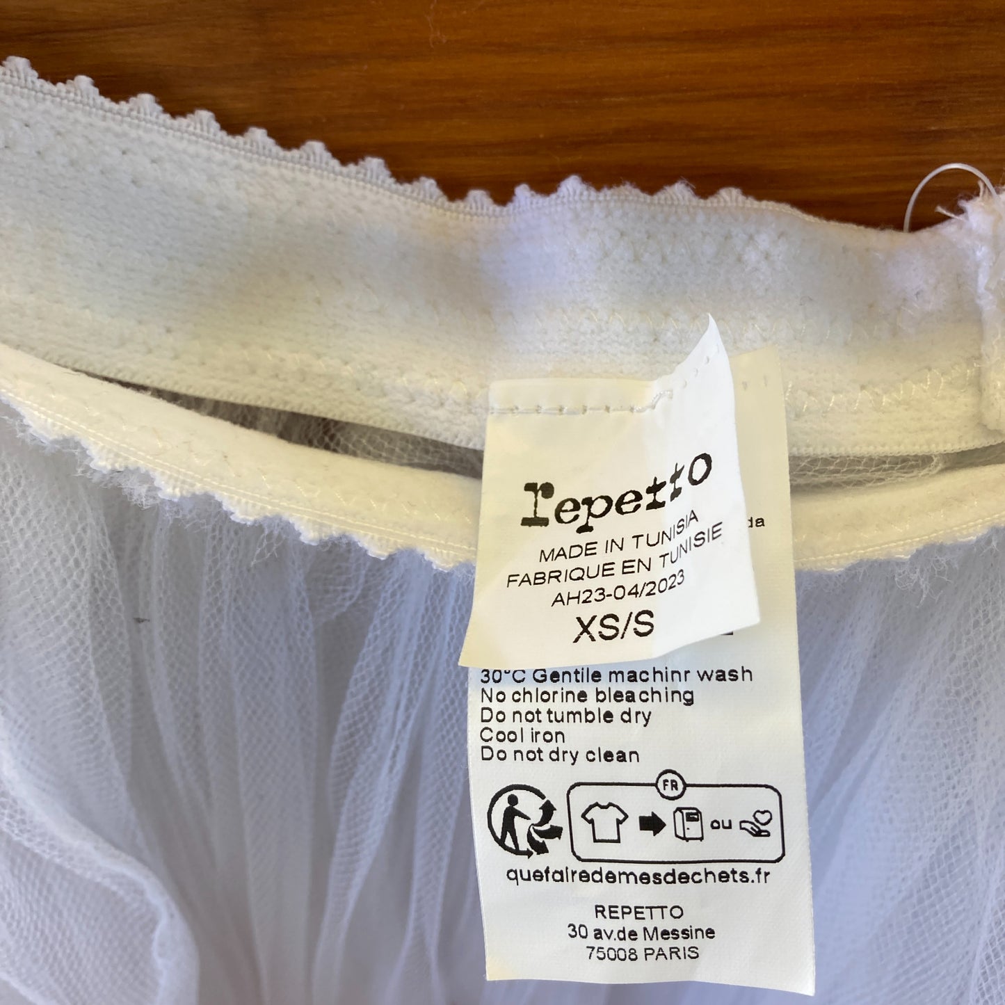 Repetto White Triple Layer Tulle Rehearsal Tutu Ballet Skirt - Sz XS / S- 0415AB