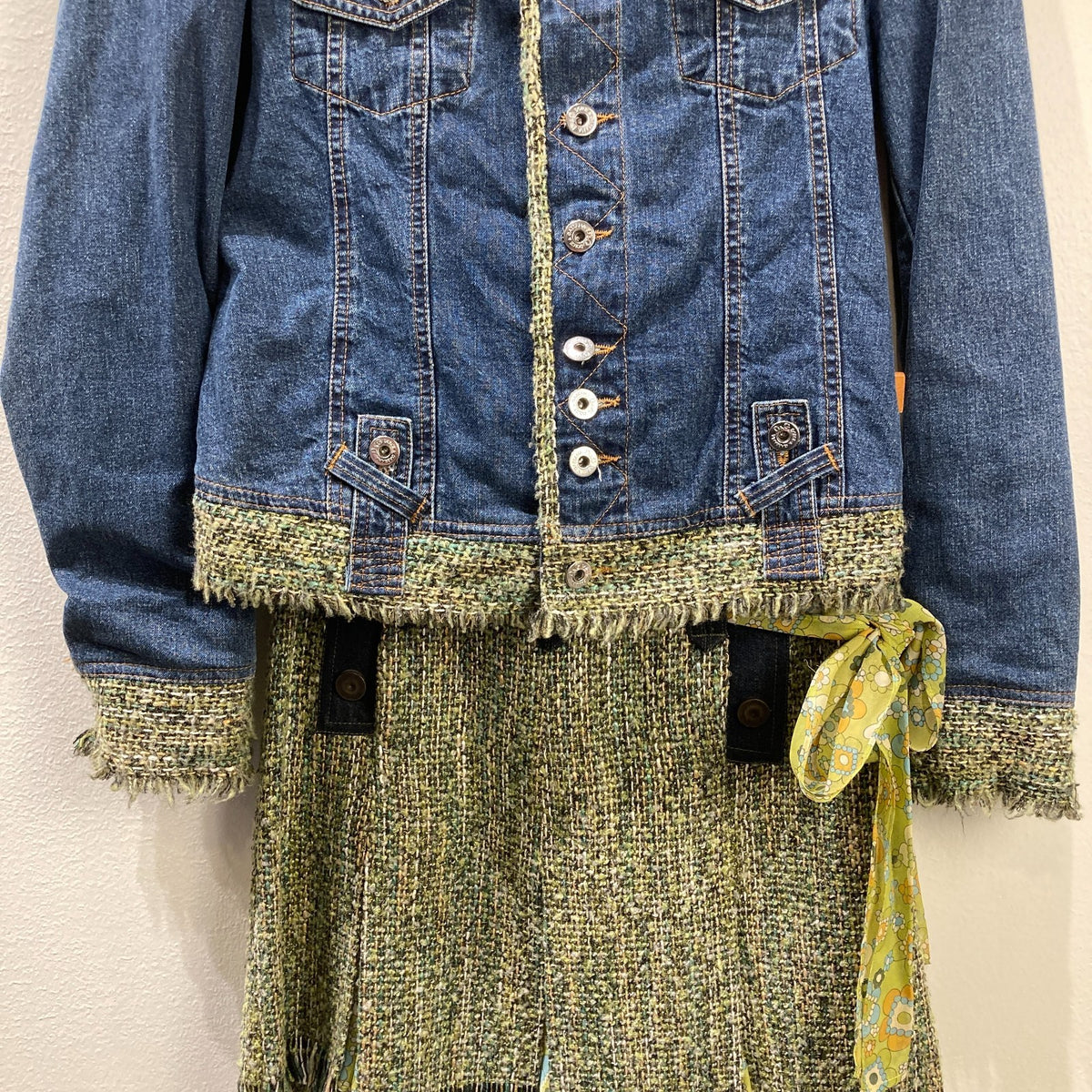 Dolce & Gabbana Y2K Tweed Denim Patchwork Jacket & Skirt Set - Size XS - 1015NE