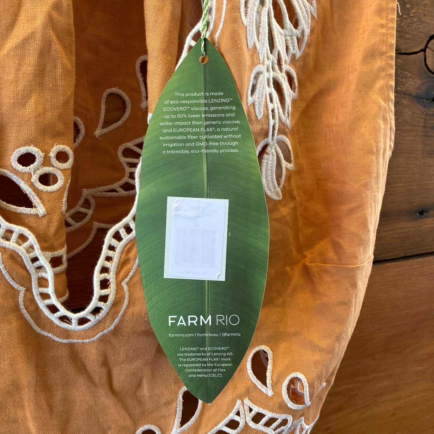 Farm Rio NEW Orange Embroidered Banana Tree Camel Crop Top - Size XL - 0422SJ