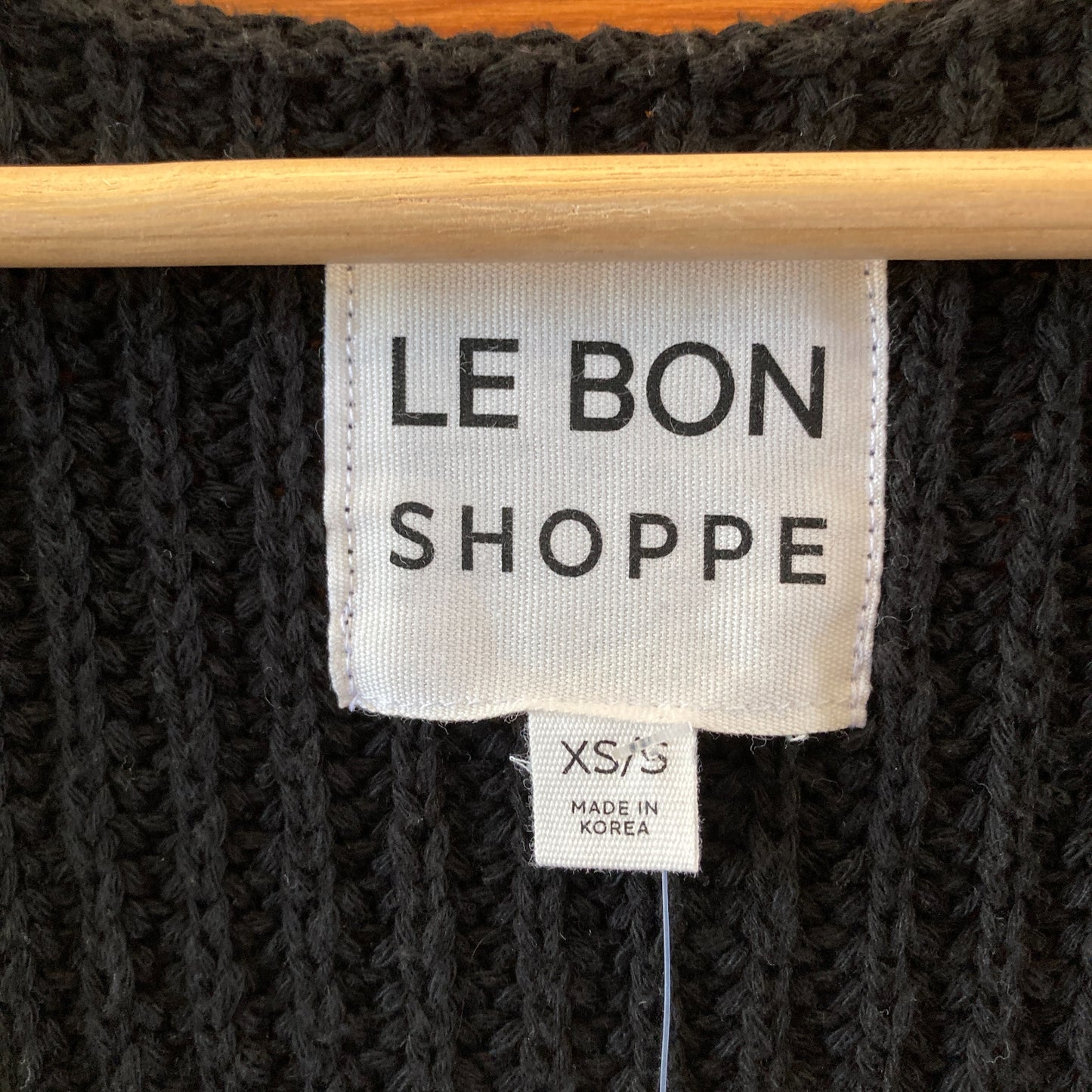 Le Bon Shoppe Black Knit Open Front Sweater Vest - Size XS / S - 0104AB