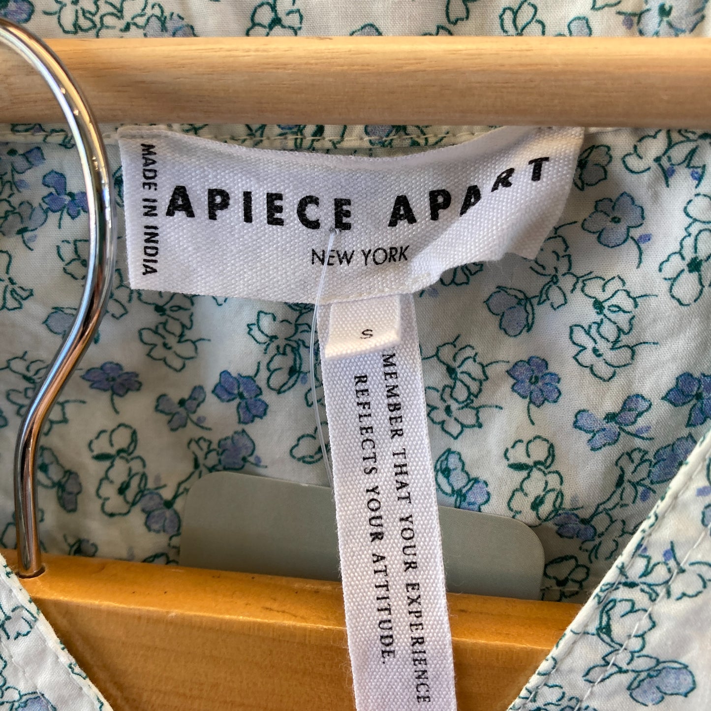 Apiece Apart White Blue Floral Print Two Piece PJ Set - Size S - 0611AJ