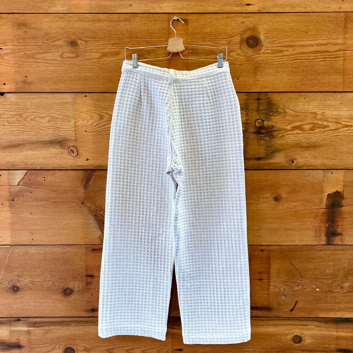 Soluna Collective Cream White Wide Leg Natural Waffle Pants - Size 8 - 0312KP