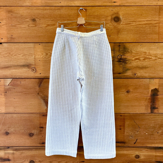 Soluna Collective Cream White Wide Leg Natural Waffle Pants - Size 8 - 0312KP