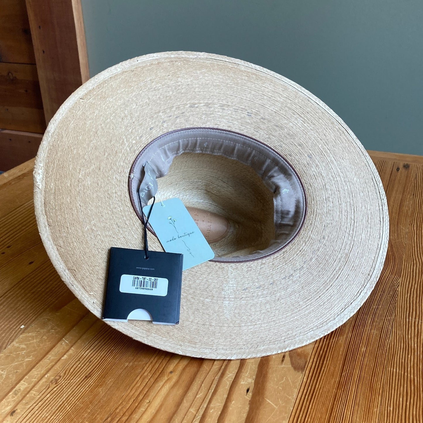 Gigi Pip $186 Straw Loren Cara Brimmed Rancher Hat NEW - Size 57 - 0317JF